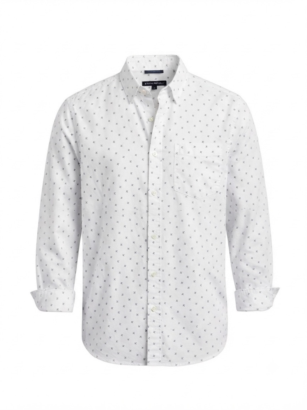 Banana Republic White Button-Down Shirt – Men’s Large Slim Flex Fit Blue Pattern